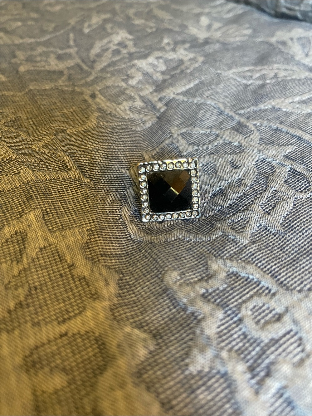 Lia Sophia Black Square Hair Pin with Clear Rhinestone Frame